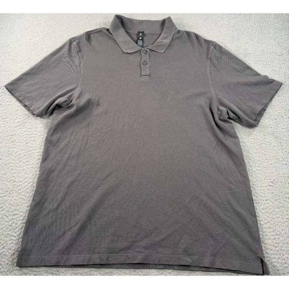 Lululemon Organic Cotton Blend Polo Shirt Mens 2XL Gray Classic Fit Pullover
